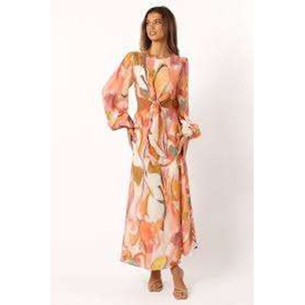 Petal & Pup NWT Floral Laquin Cutout Long Sleeve‎ Maxi Dress XL Adjustable